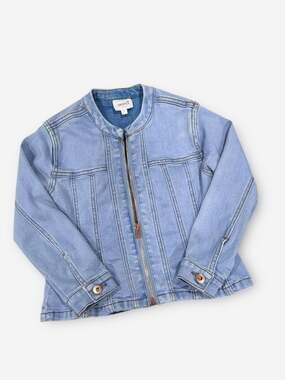 Seed Heritage Girls Light Wash Denim Zip-Up Jacket Size 4